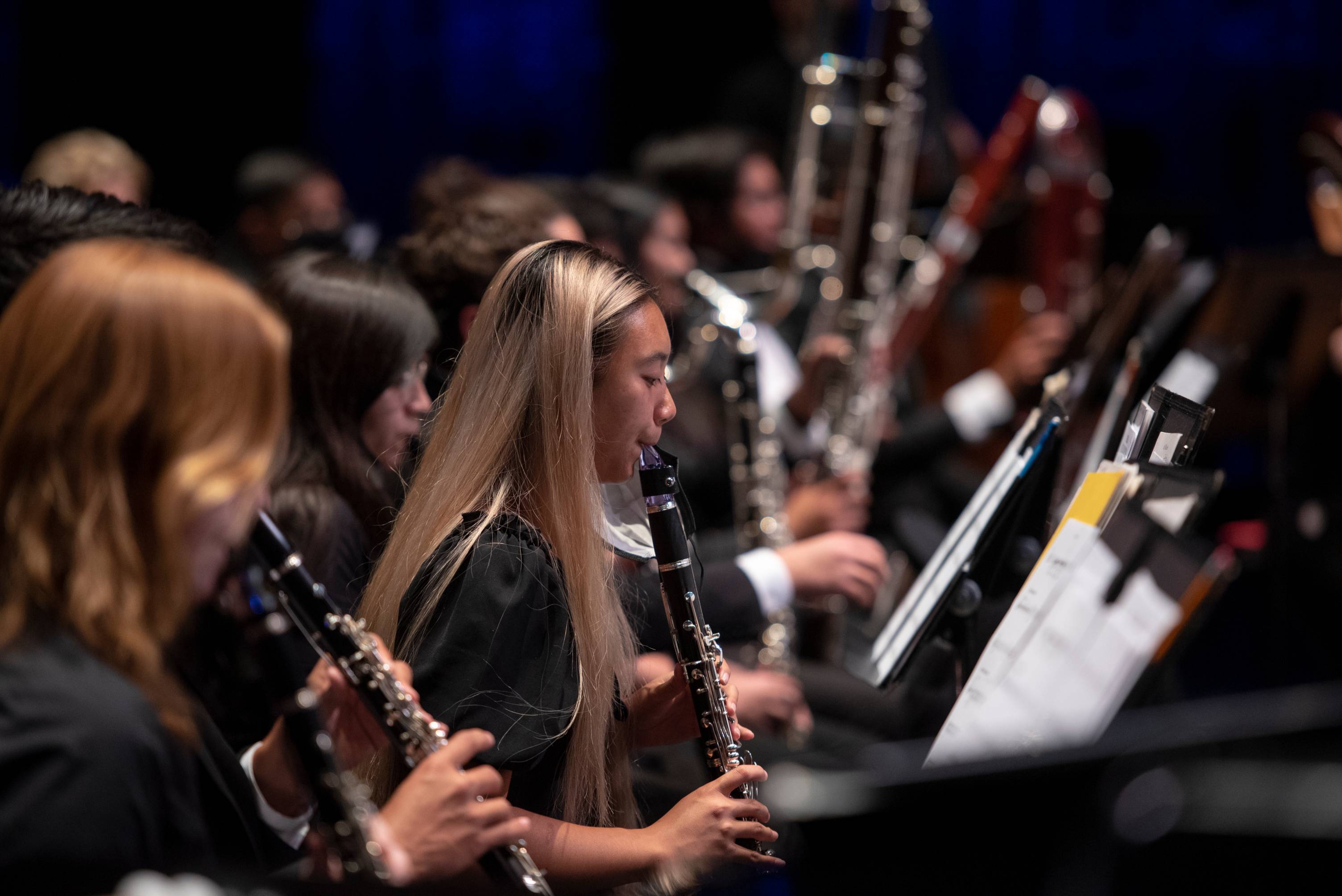 clarinetists at a performance