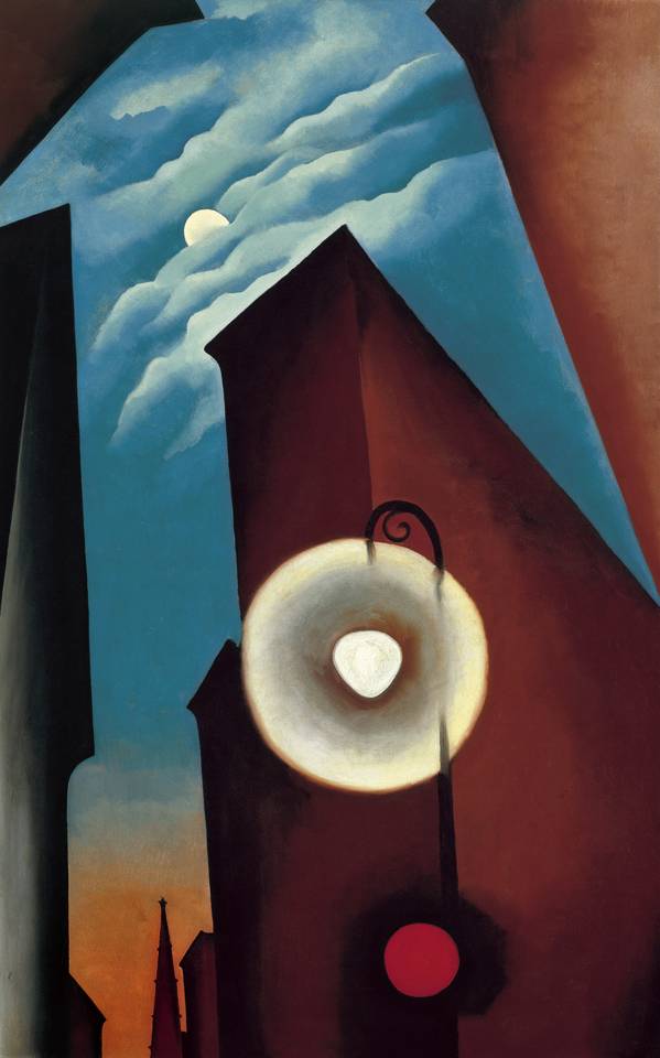 Georgia O'Keeffe's painting "New York Street with Moon." (Courtesy Georgia O'Keeffe Museum/Artists Rights Society)