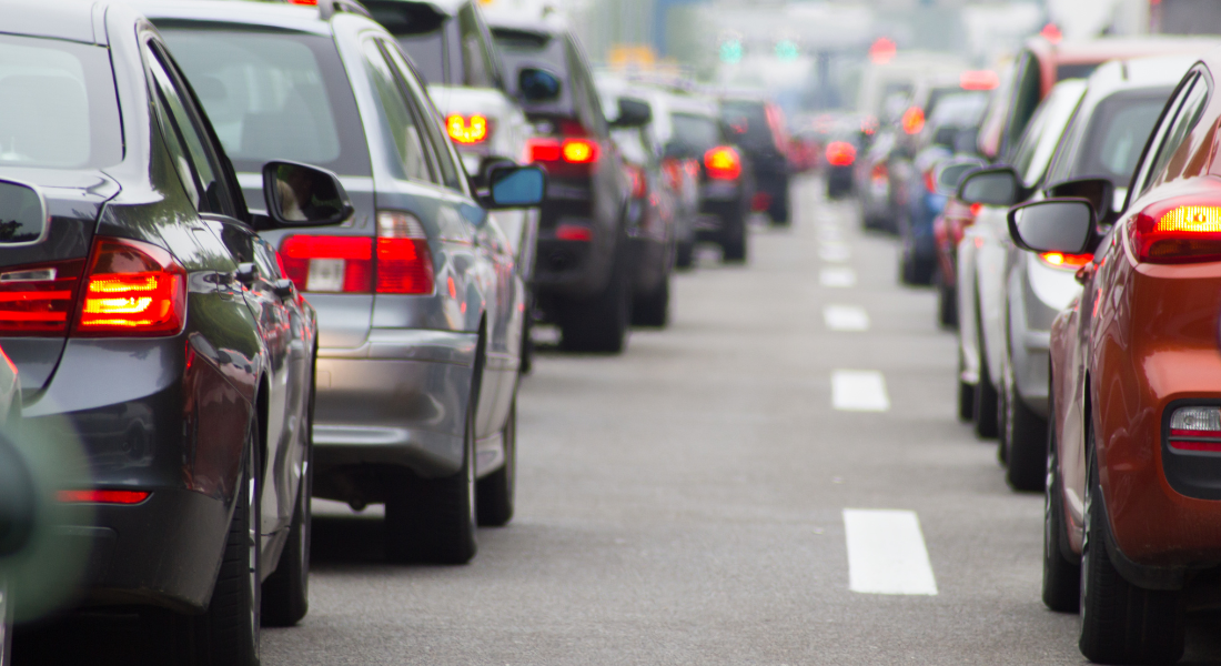 cars backed up in traffic