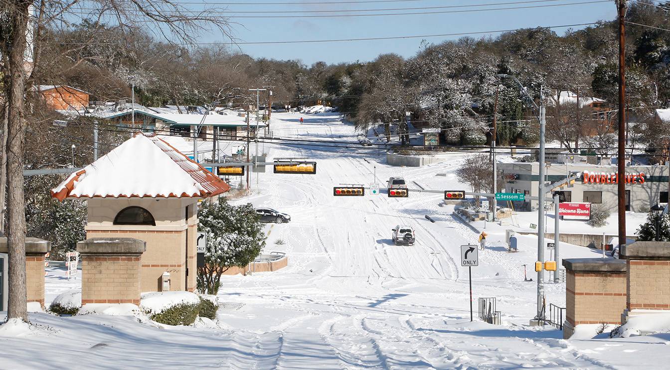 snow covering ground of san marcos roads