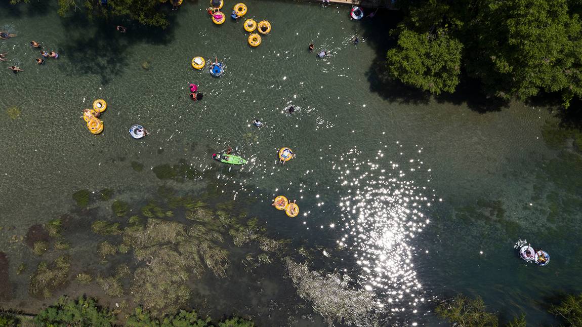 overhead view of the san marcos river