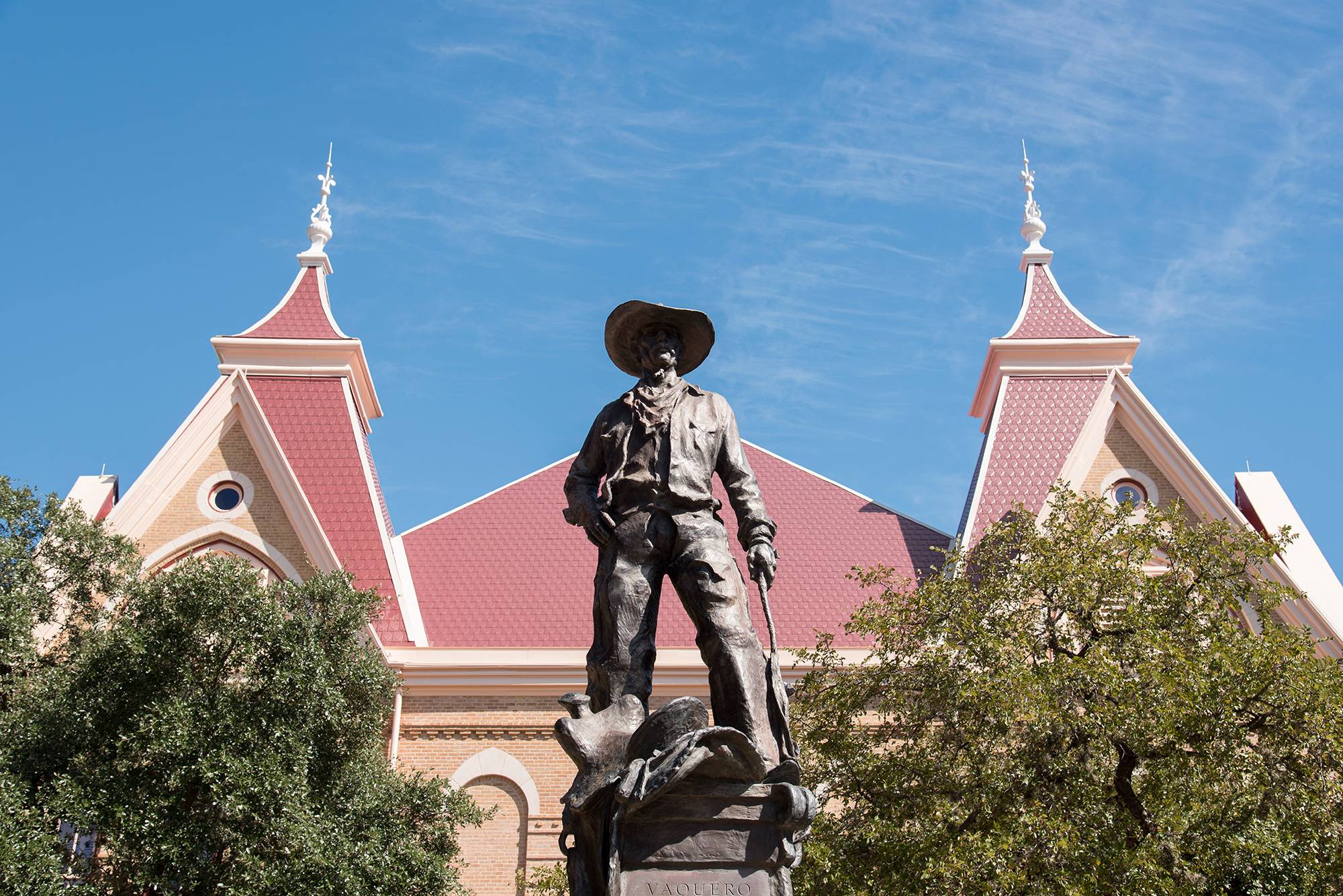 The vaquero statue by Old Main
