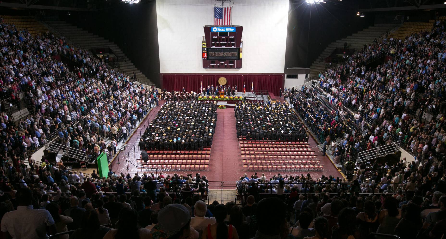 an image of Strahan Areana full of people during a commencement ceremony