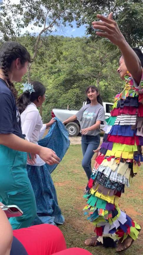 Nursing students dancing with Panama community