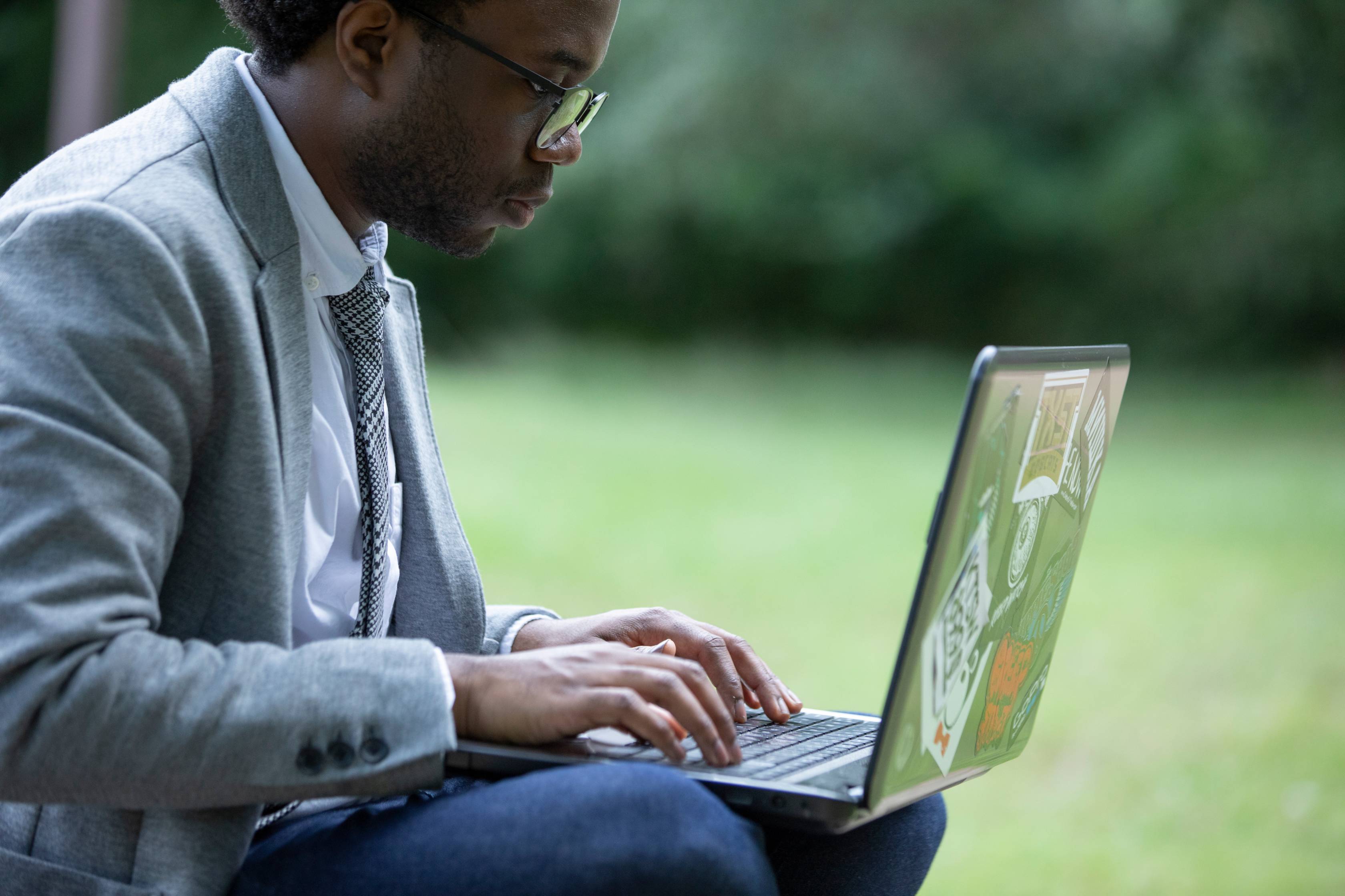 Student using a laptop computer