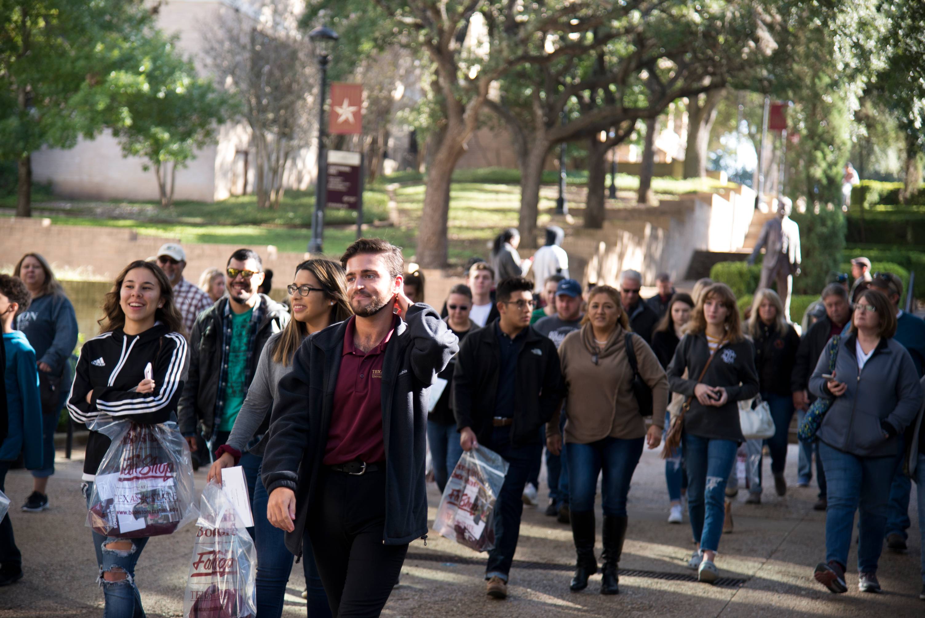 a large group tour at texas state