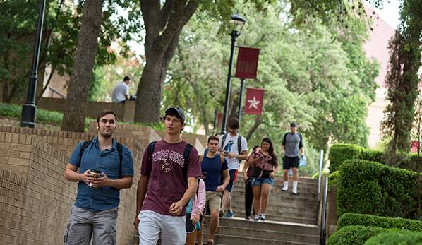 Students Walking Through San Marcos Quad