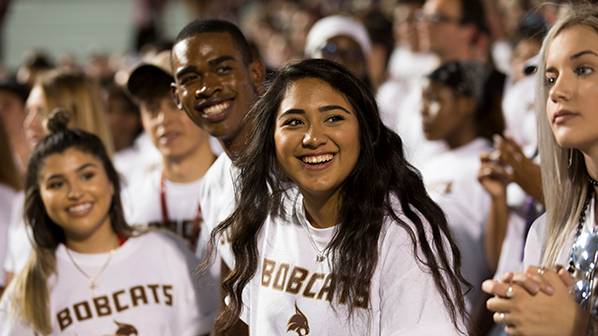 Students at Bobcat Stadium