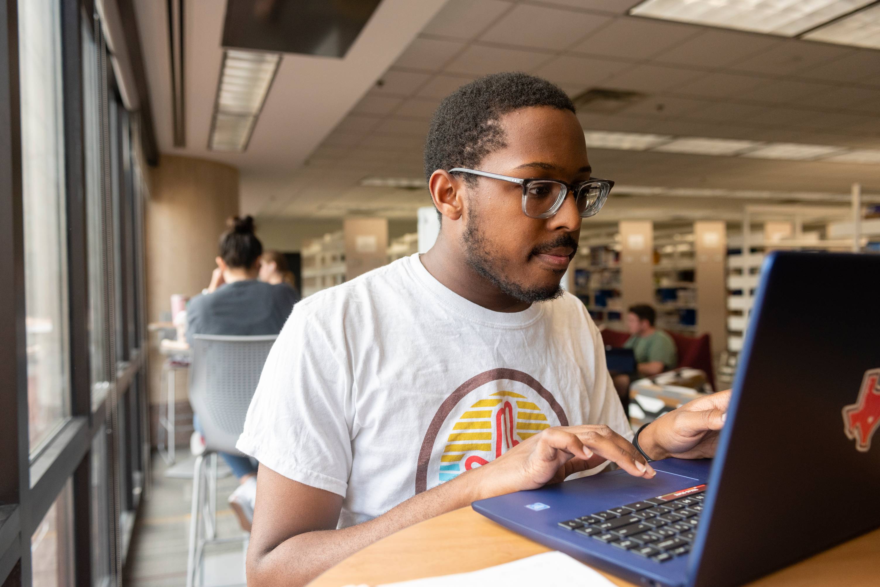 Student working on a computer