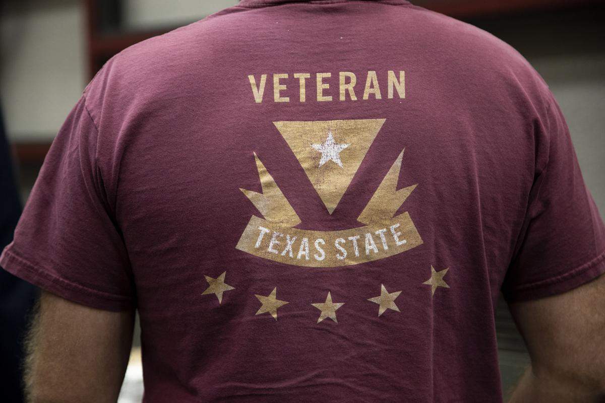 shirt reading veteran texas state