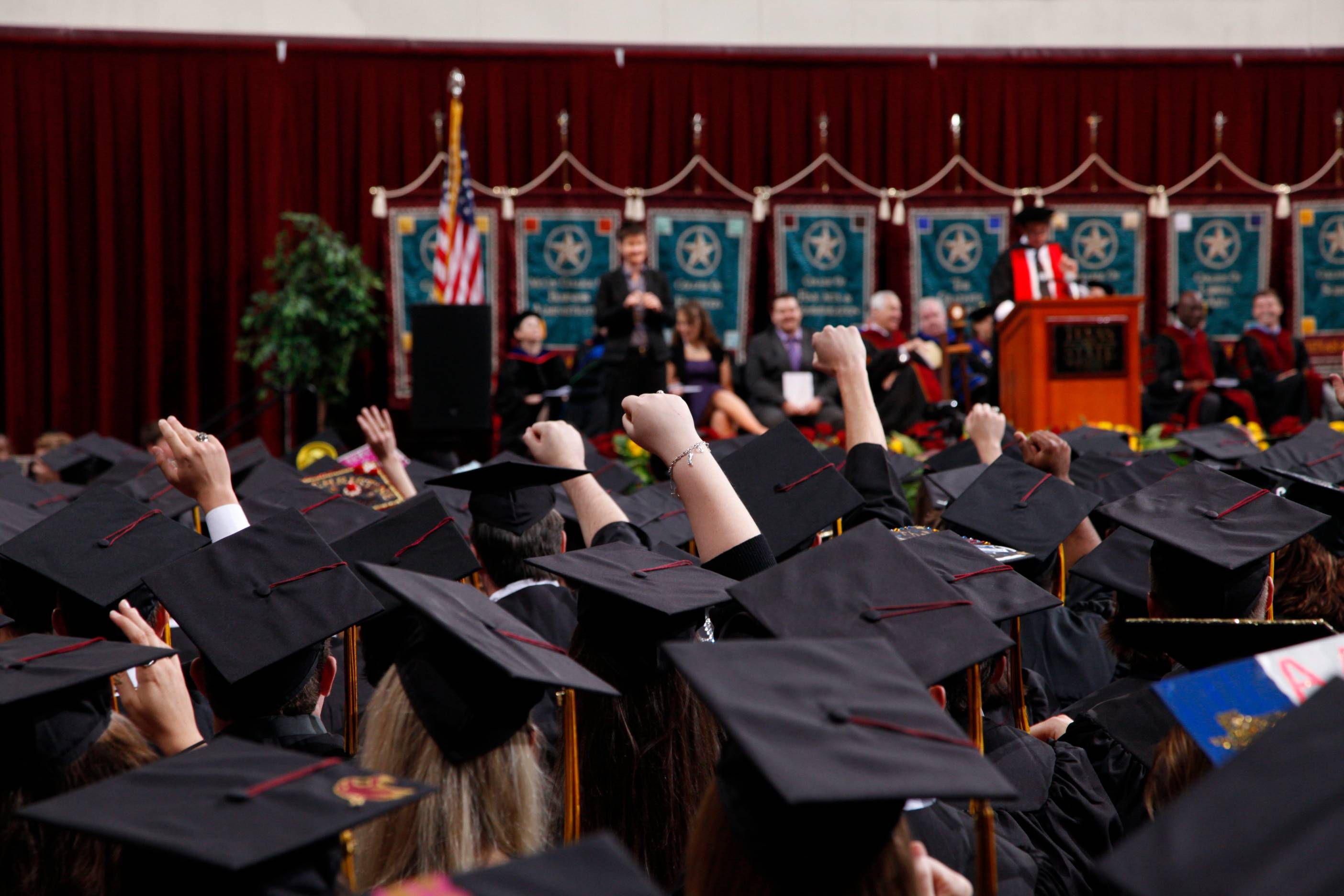 a group of students at commencement