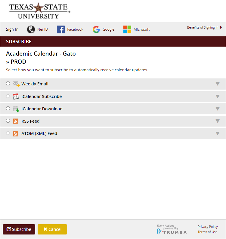 Academic Calendar Tutorial Office of the University Registrar