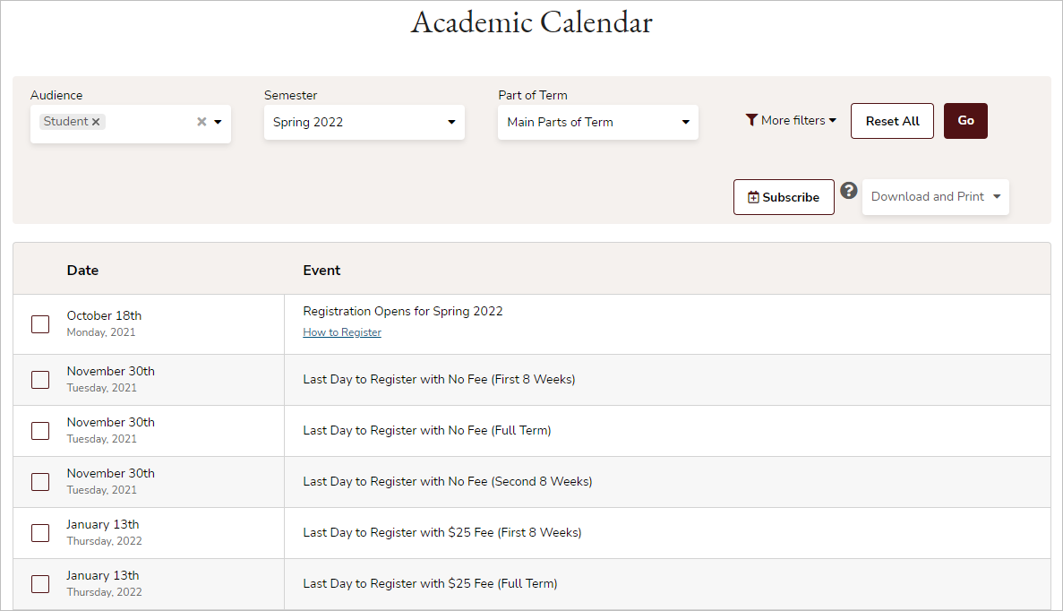 Academic Calendar Tutorial Office Of The University Registrar Texas State University Academic Calendar Tutorial Office Of The University Registrar Texas State University