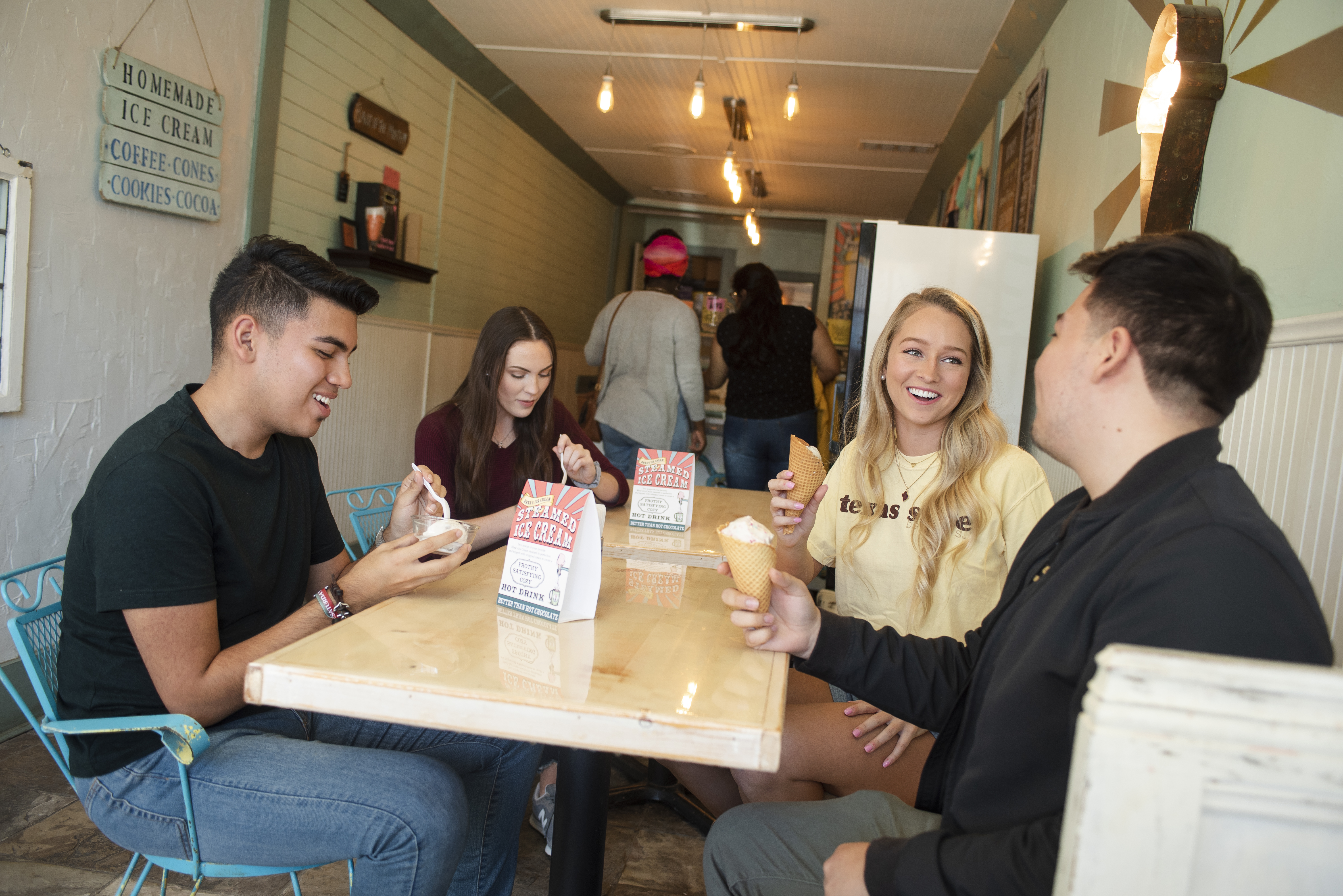 students enjoying ice cream