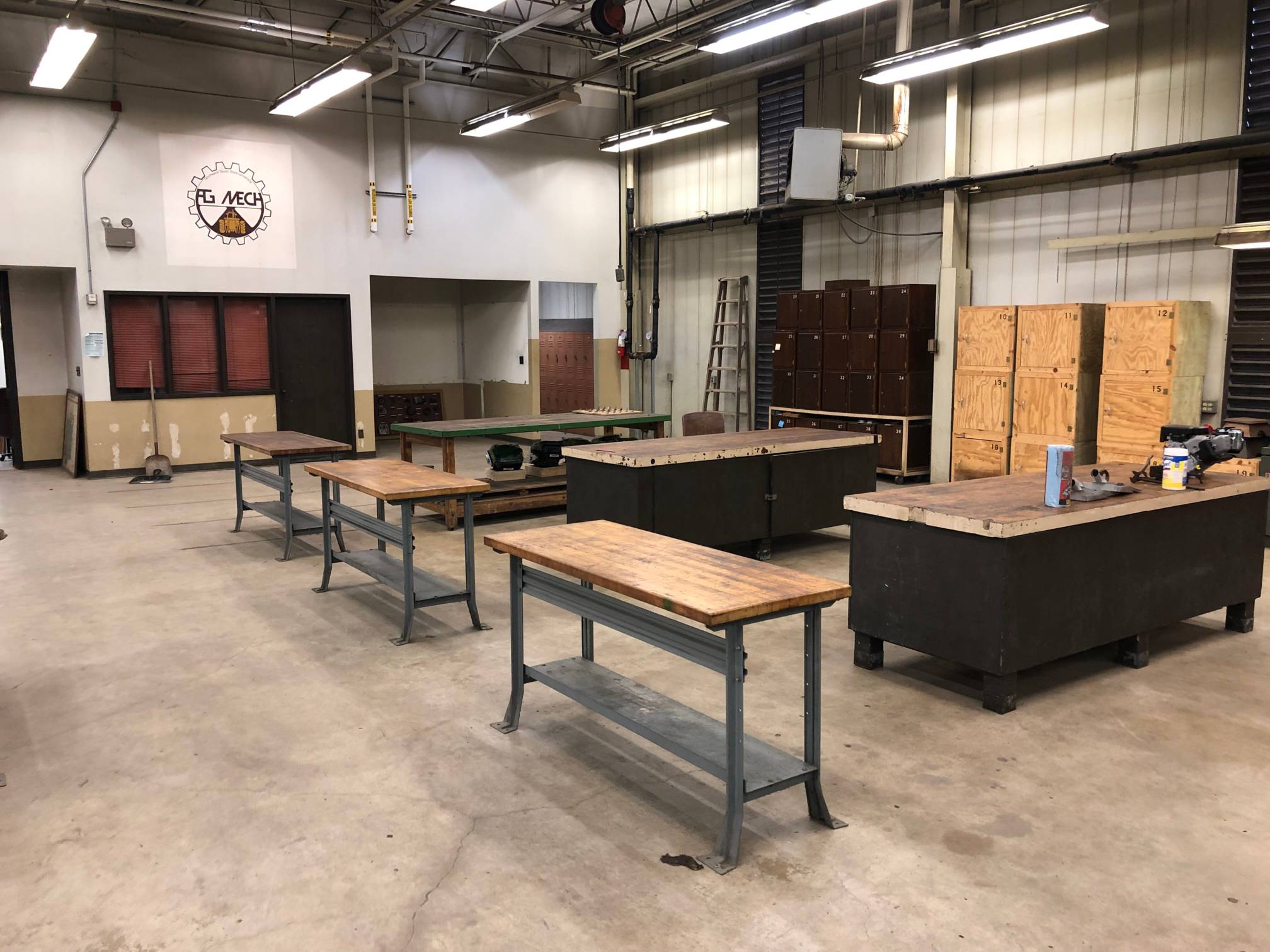Machine shop with tables