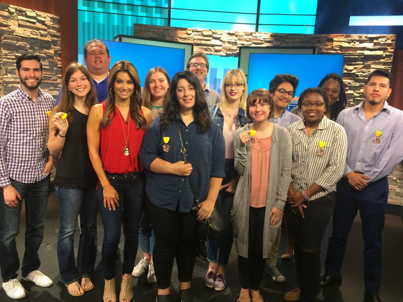 students at a news station