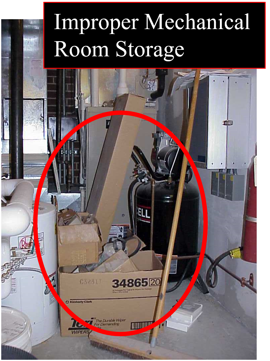 Improper Mechanical Room Storage