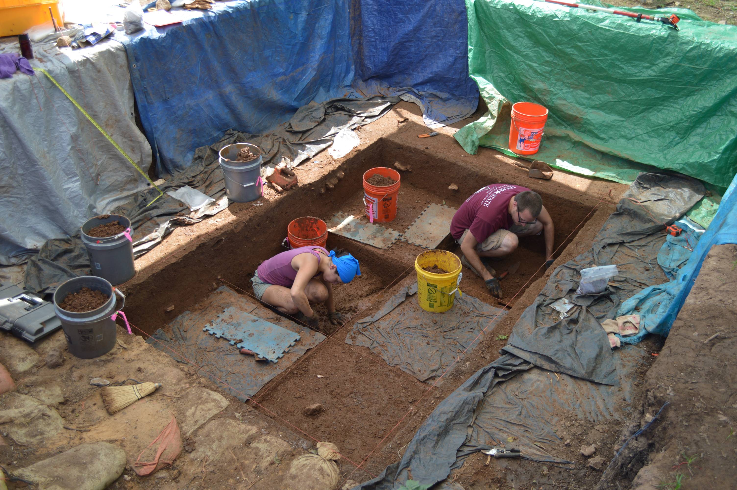 Photo of careful archaeological excavations at the Spring Lake Site
