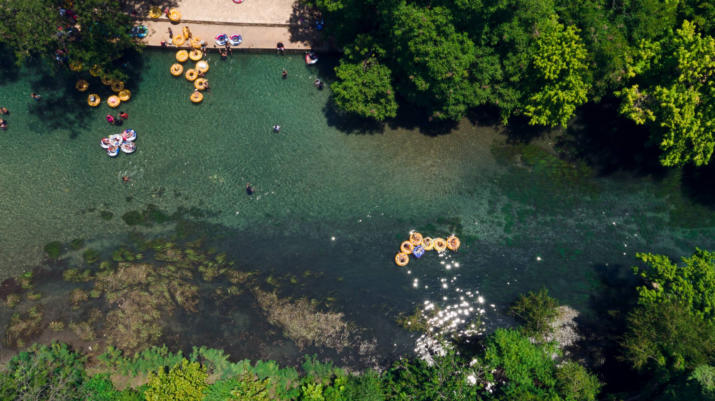 Drone image of San Marcos River