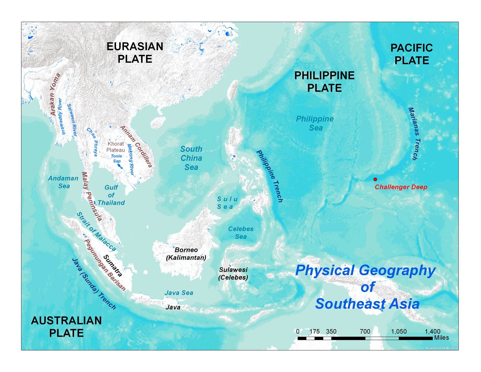 Map of SE asia Physical Geography