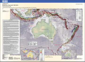 Seismicity of the Earth 1900 – 2010 Australia Plate and Vicinity. © 2011 U.S. Geological Survey Open Report.