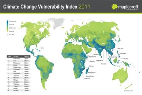 Climate Change Vulnerability Index 2011. © 2010 Maplecroft.