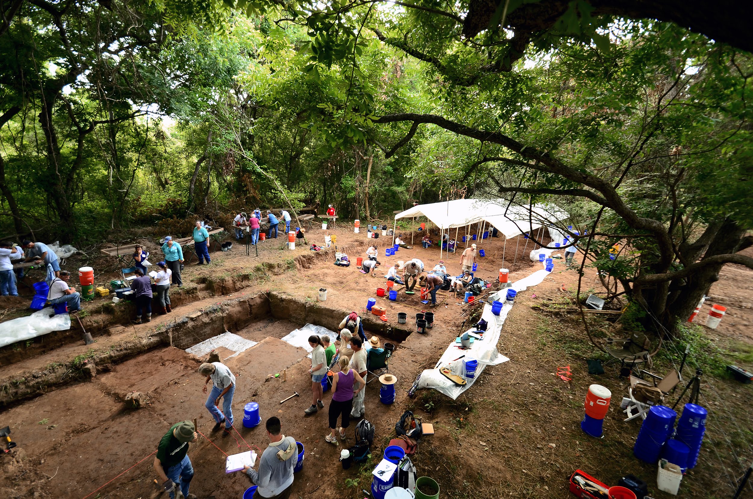 ariel view of a Texas Archaeological Society summer field school