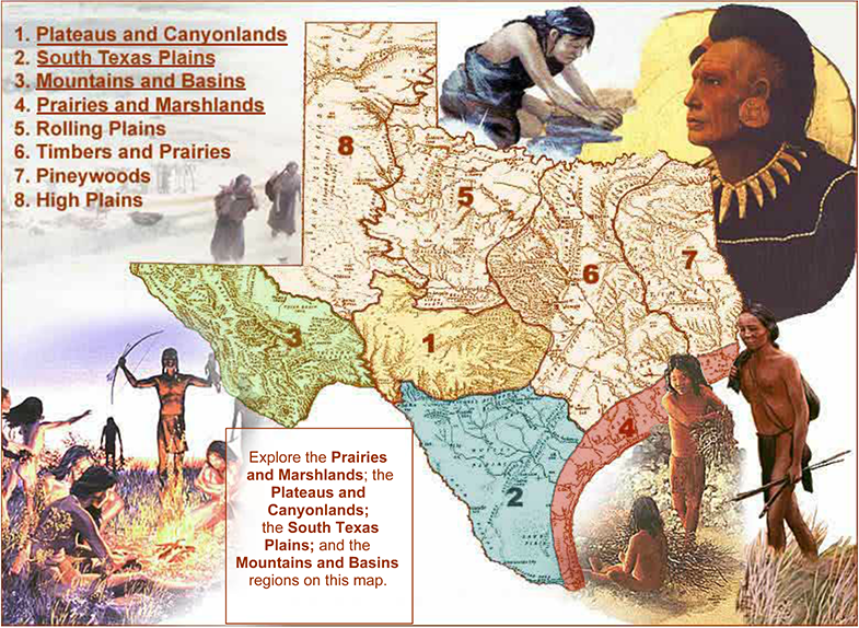 Interactive map of Texas' archaeological regions from Texas Beyond History