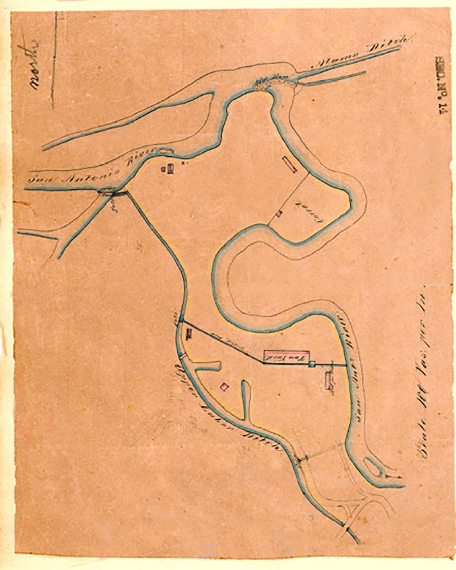 Tennery sketch map showing curved dam structure