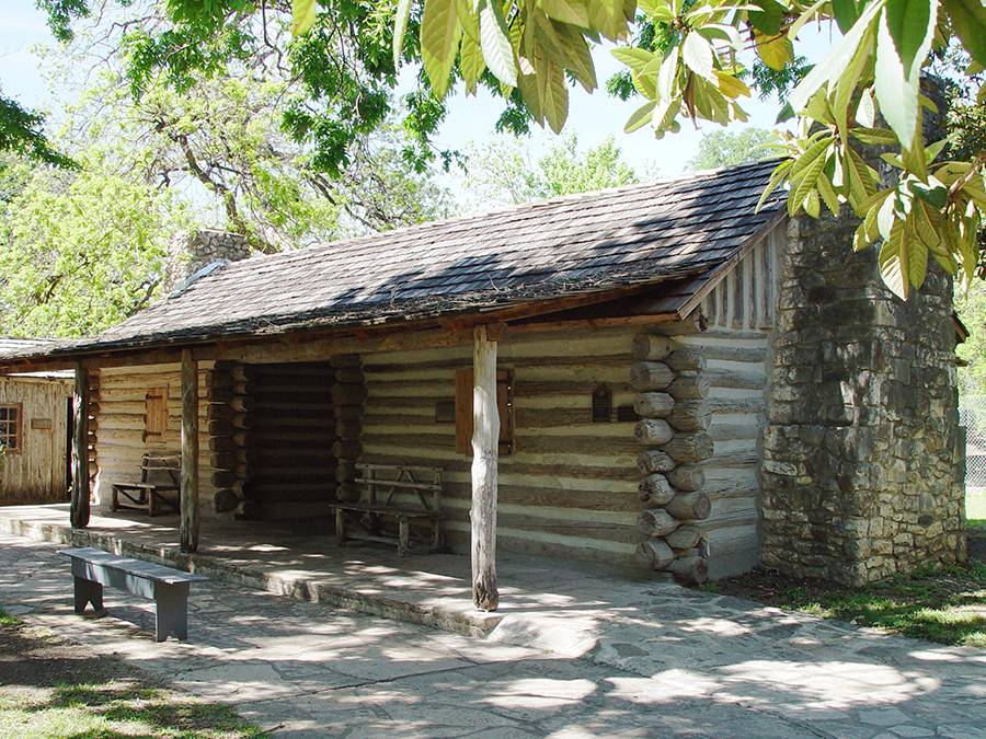 Photo of replicated dog trot cabin