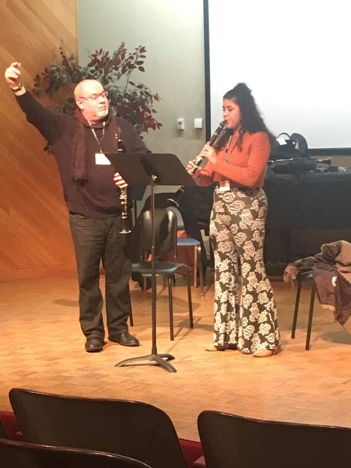 Texas State student Jackelyn Pecero performs during Gregory Raden's masterclass.