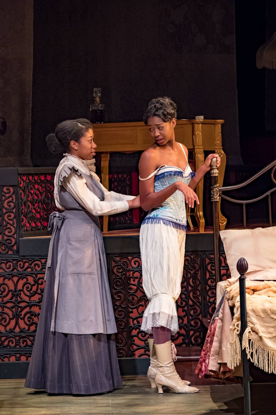 Two women in Texas State's Intimate Apparel