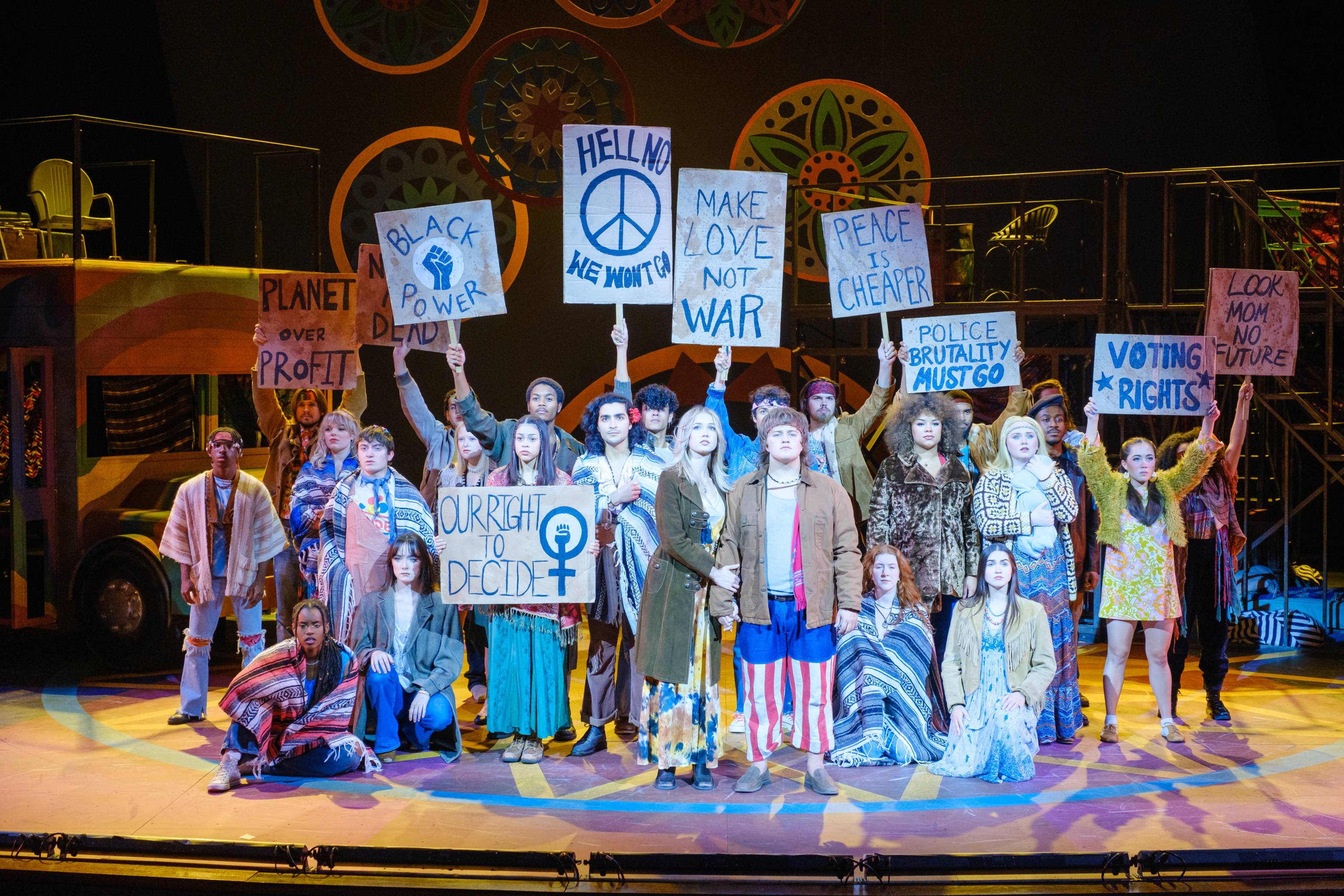 Cast of Hair during the finale at Texas State University