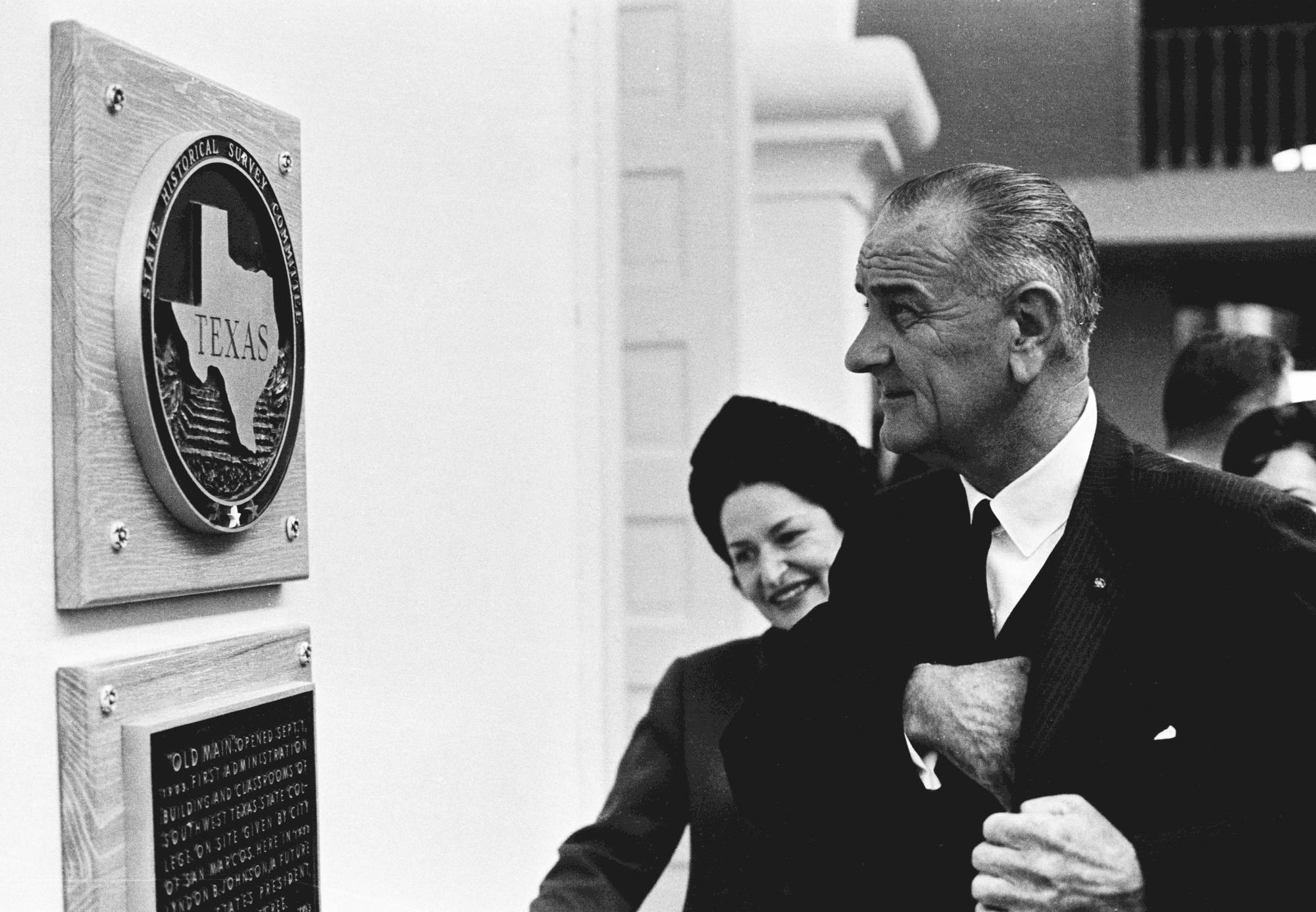 LBJ and first lady by Texas Plaque
