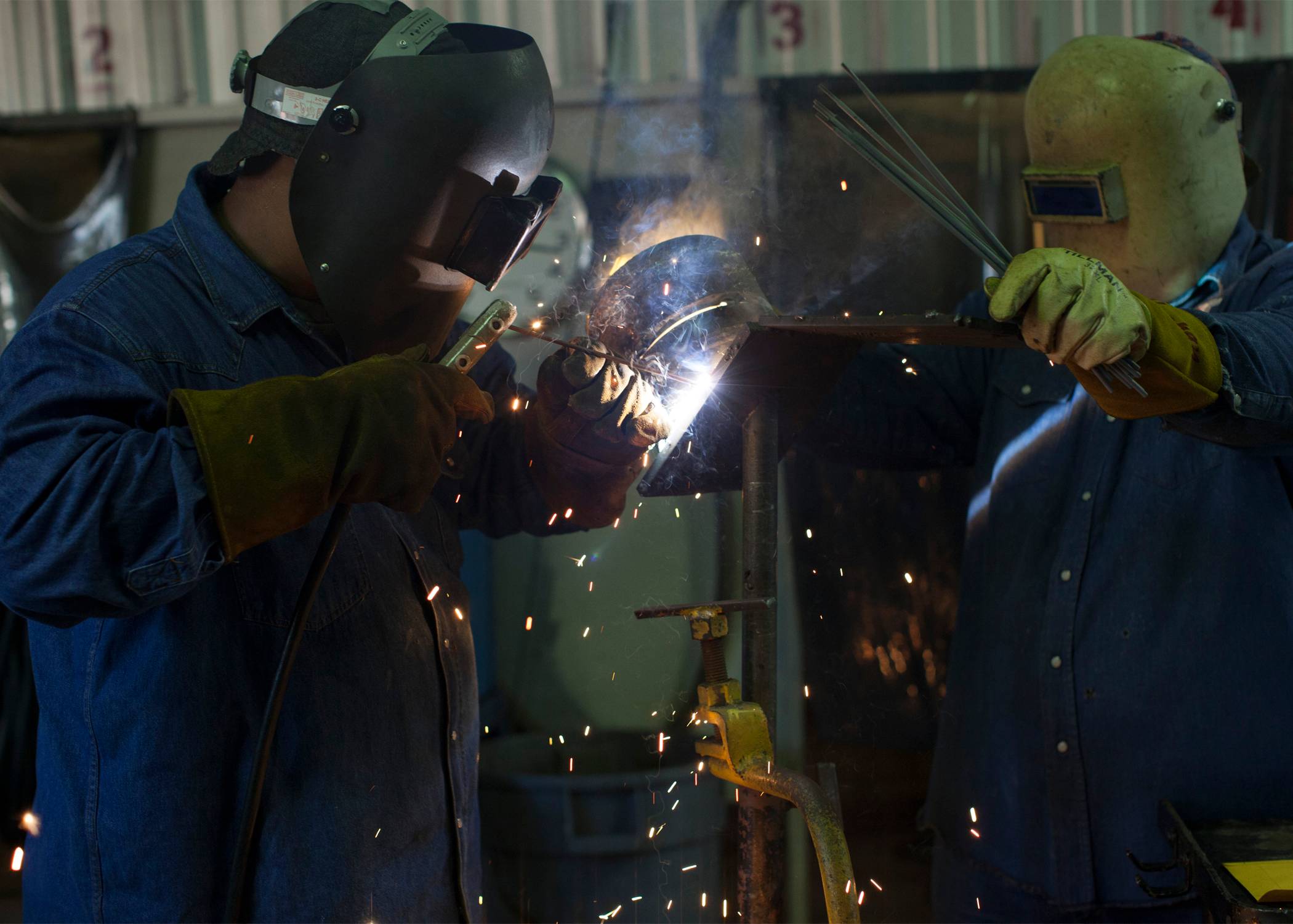 students welding