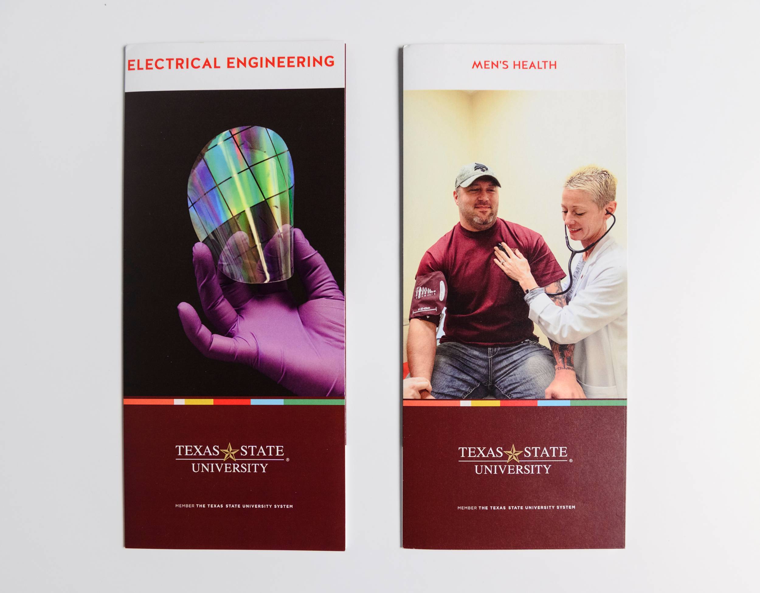 Brochures about electrical engineering and men's health programs made with templates