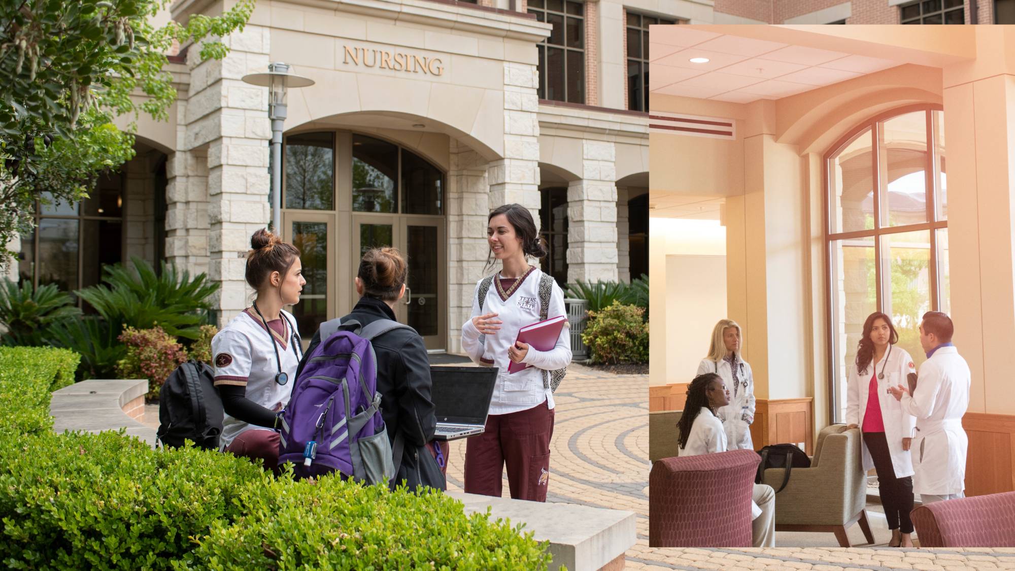 Photos of nursing students at the Round Rock Campus collaged together