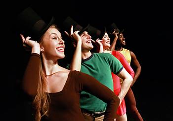 (L-R) Liliana Rose, Jacob Burns, Emma Hearne and Ben Toomer star in the Texas State production of "A Chorus Line." (Photo by Carlos Javier Rodriguez and Dawn Thompson)