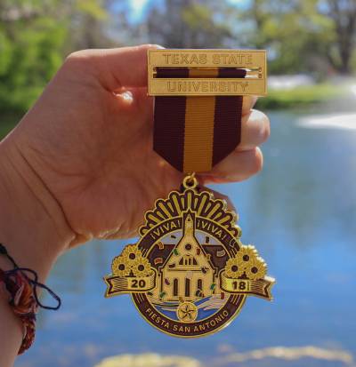 Inaugural, limited-edition, Texas State Alumni Association San Antonio Fiesta Medal.