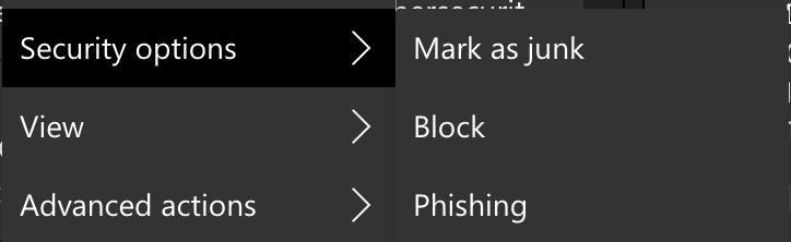 Microsoft 365 "Report as phishing" option - web portal