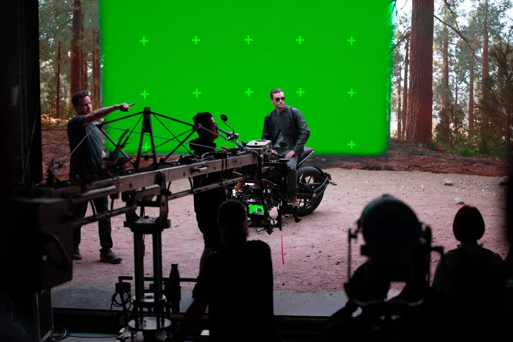 Actor working in front of green screen