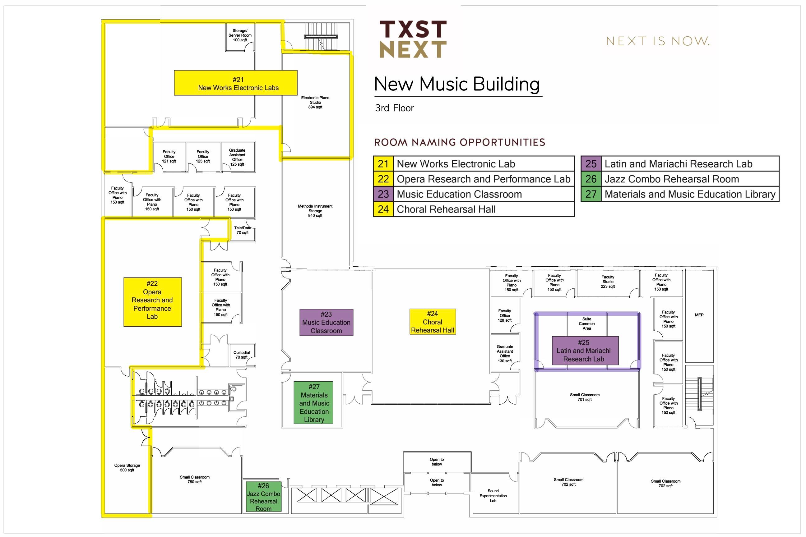 new music building floor plan level three