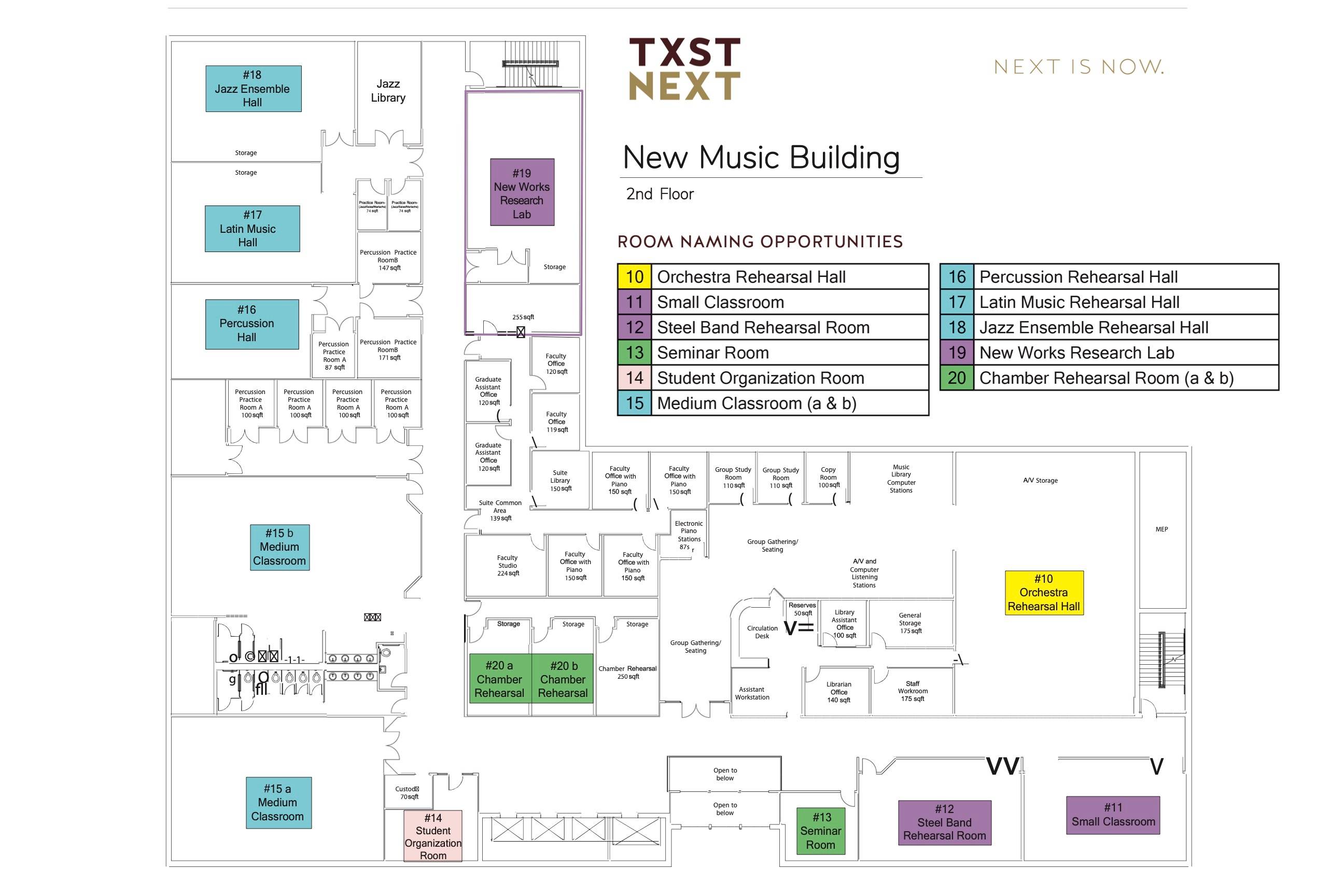 new music building floor plan level two