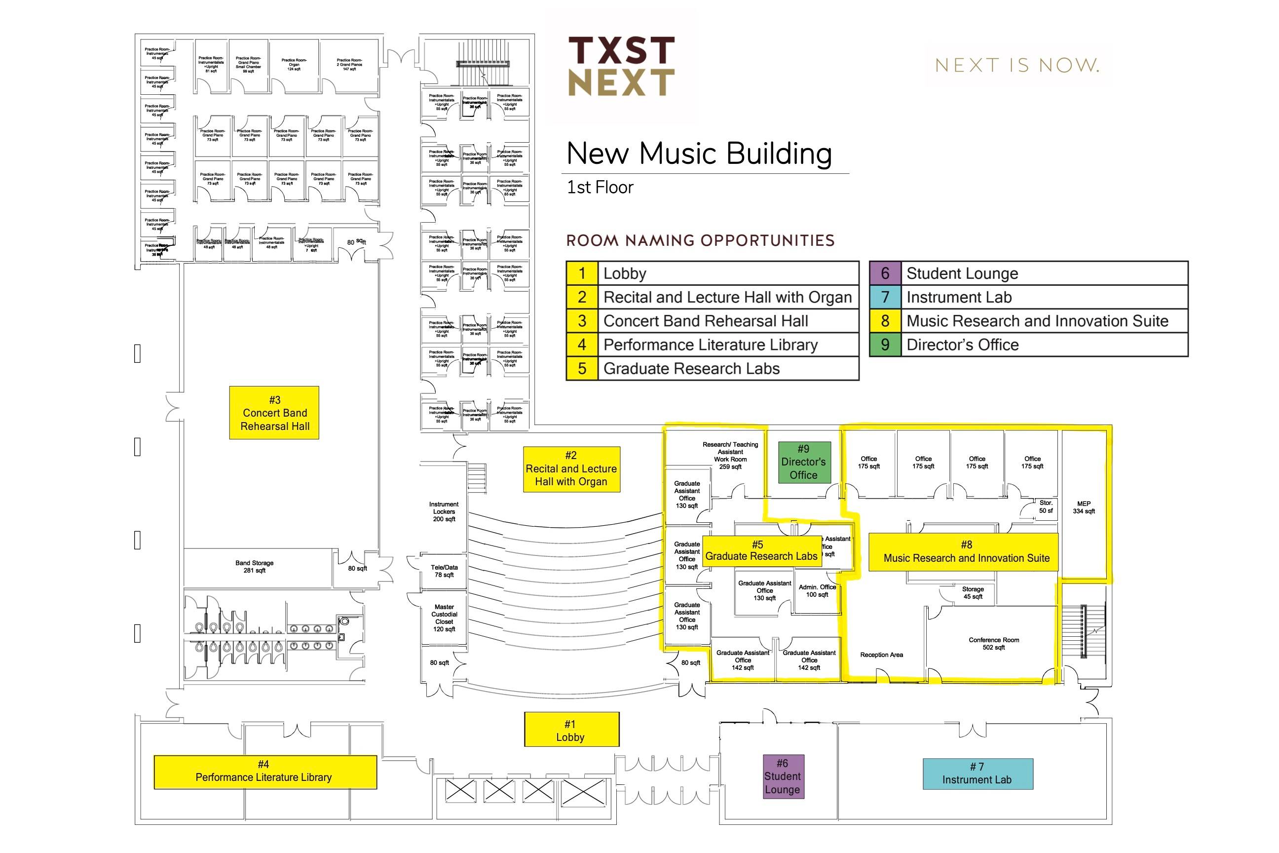 new music building floor plan level one