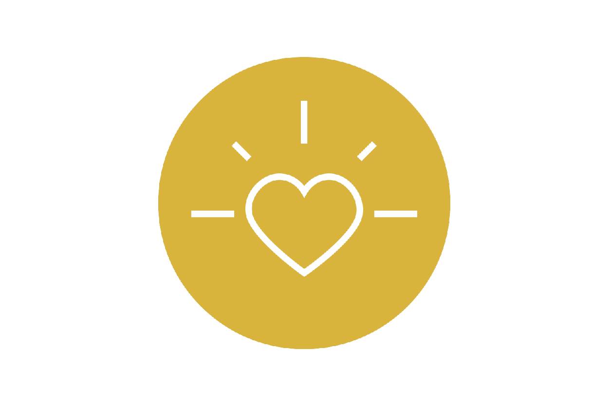 Yellow social and emotional icon, a heart