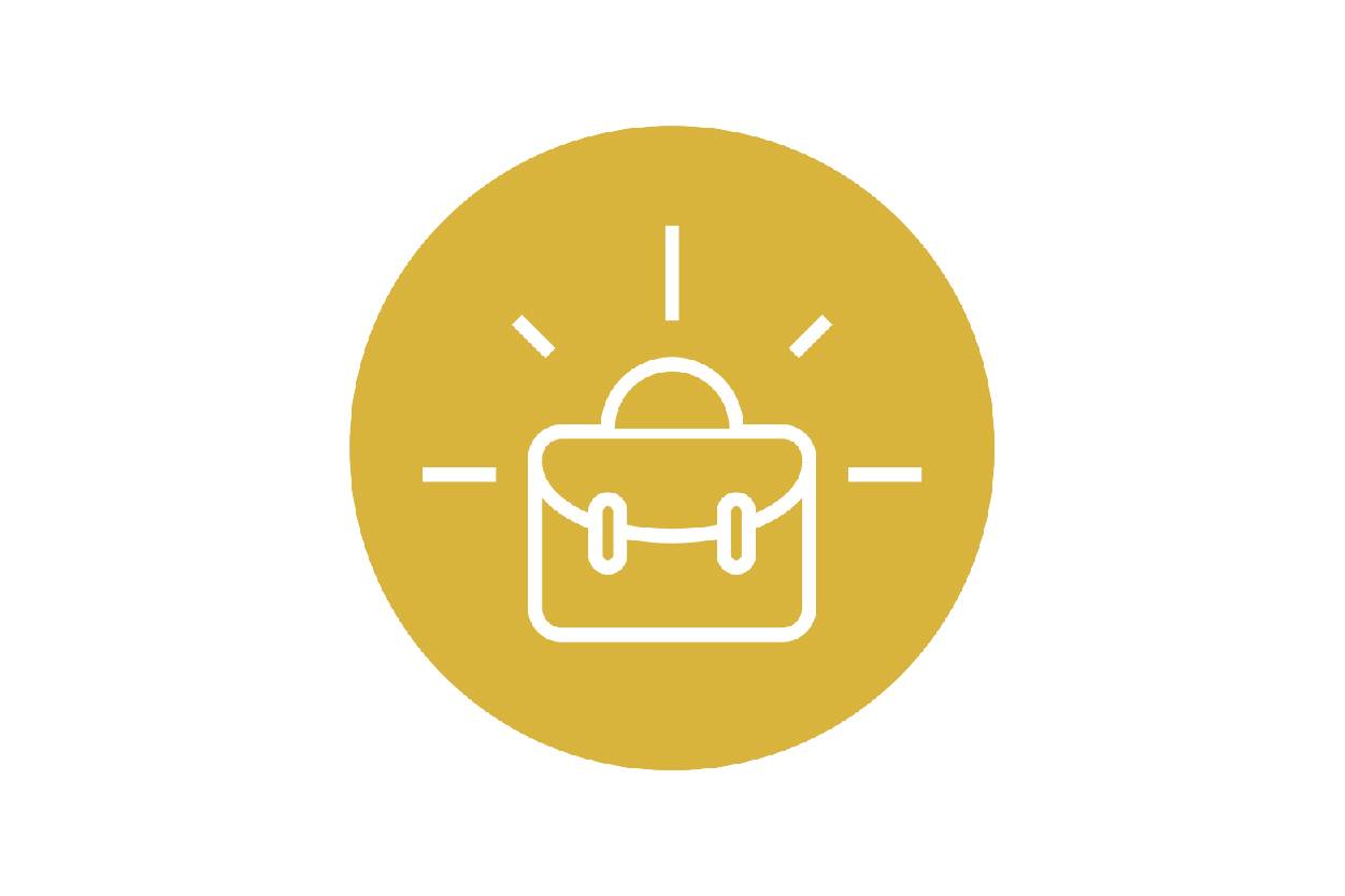 yellow occupation icon, a briefcase