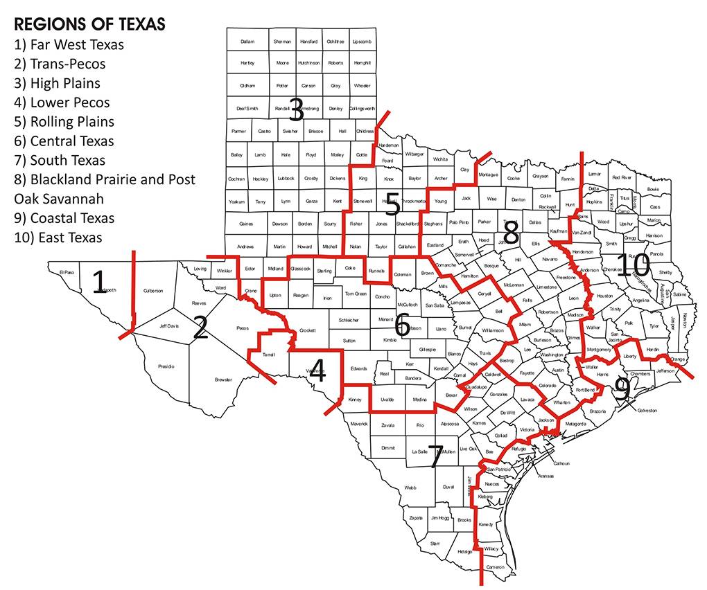 Texas Catalog Regions Map