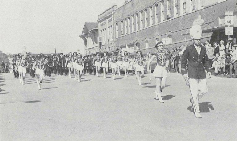 Texas State Bobcat Band on parade