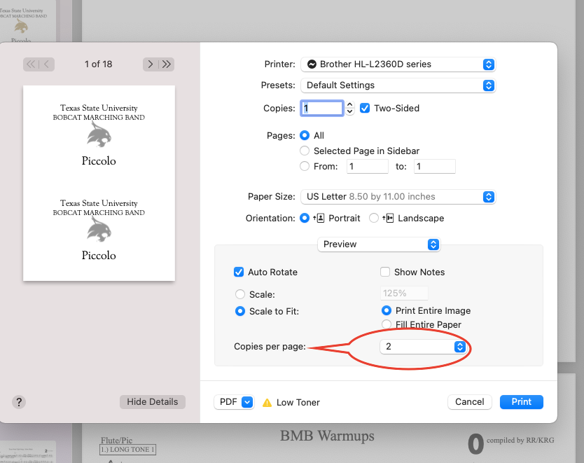 zinstructions on how to print music