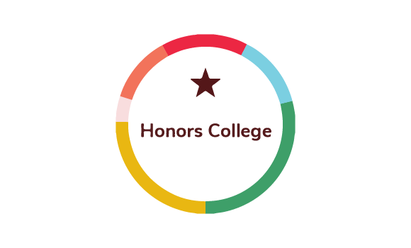 Honors college logo - a star with the text Honors College surrounded by a multi-colored circle.